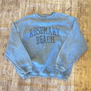 Rosemary Beach Ribbed, Oversized Blue Sweatshirt